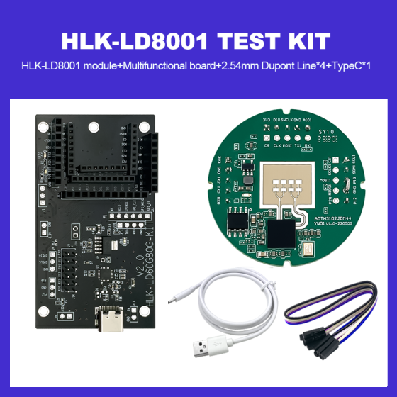 79G millimeter wave liquid level detection sensor HLK-LD8001 test kit/ development  board radar module non-contact high-precision ranging 15m